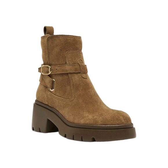 Steve Madden Shoes - Steve Madden Coletta Lug Sole Tan Suede Buckle Ankle Booties Size 7